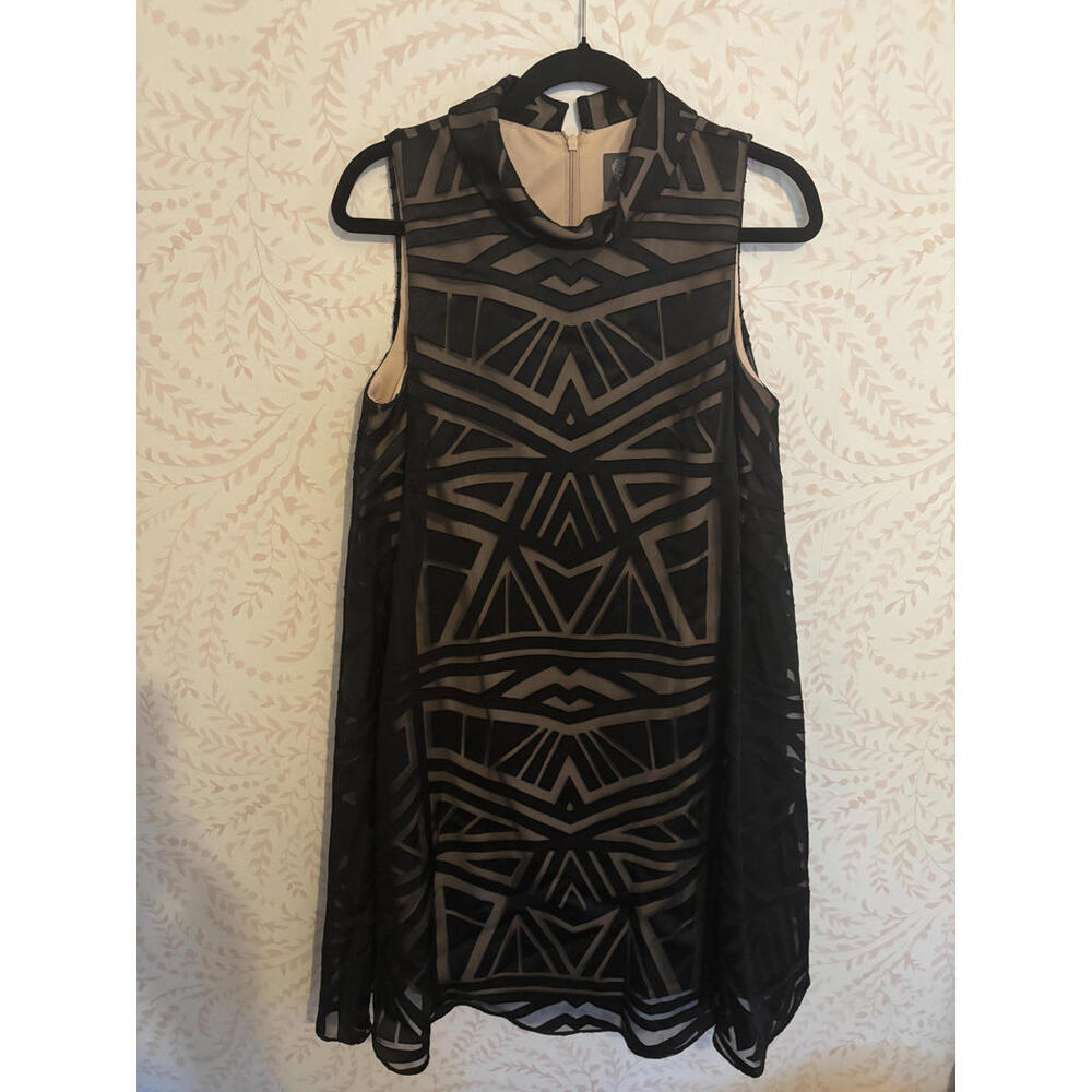NEW Vince Camuto Trapeze Burnout Geometric Swing Dress sz 10